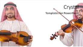 Presentation with arab - Theme having minstrel - arab man playing violin isolated background and a  colored foreground