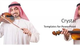  Presentation with arab - Audience pleasing PPT theme consisting of minstrel - arab man playing violin isolated backdrop and a  colored foreground