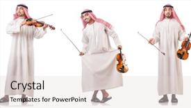  Presentation with arabic music arab man playing - Colorful presentation theme enhanced with minstrel - arab man playing violin isolated backdrop and a  colored foreground