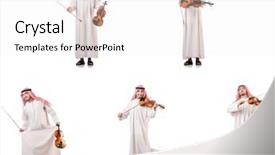  Presentation with arabic music arab man playing - PPT theme featuring minstrel - arab man playing violin isolated background and a white colored foreground