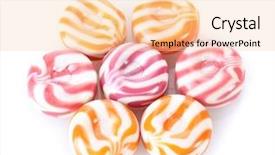  Presentation with fruit - Amazing slide set having hard candy - striped fruit candies isolated backdrop and a lemonade colored foreground