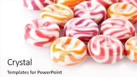  Presentation with candy - PPT layouts featuring hard candy - striped fruit candies isolated background and a  colored foreground