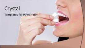  Presentation with chewing gum - Slide set consisting of puts in mouth chewing gum background and a light gray colored foreground