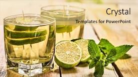  Presentation with green life - Audience pleasing slides consisting of quechers tea - alcohol drink on wooden boards backdrop and a blonde colored foreground