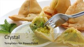  Presentation with south indian food - Theme consisting of mint dipping sauce indian food background and a gold colored foreground