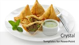  Presentation with indian food - Presentation theme enhanced with mint dipping sauce indian food background and a light gray colored foreground