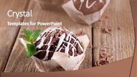  Presentation with cupcakes - Beautiful presentation design featuring mint green - tasty cupcakes on table close-up backdrop and a coral colored foreground