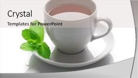  Presentation with tea - Colorful slide set enhanced with mint green - tea over white backdrop and a soft green colored foreground