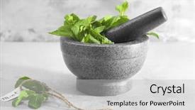  Presentation with mortar - PPT layouts enhanced with mint in mortar with pestle background and a light gray colored foreground