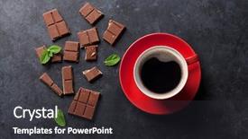  Presentation with coffee chocolate - Slide set consisting of mint leaf - chocolate and coffee cup background and a dark gray colored foreground