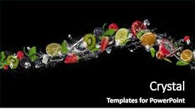  Presentation with fruit splash - Beautiful presentation featuring mint leaves and ice cubes backdrop and a black colored foreground