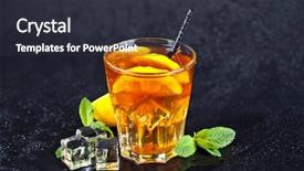  Presentation with ice lemon tea - Presentation enhanced with mint leaves and ice cube background and a dark gray colored foreground