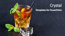  Presentation with ice lemon tea - Colorful theme enhanced with mint leaves and ice cube backdrop and a tawny brown colored foreground