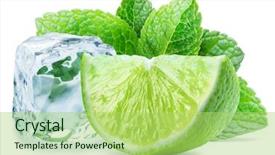  Presentation with lime - Presentation theme enhanced with mint leaves and ice cube background and a mint green colored foreground