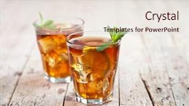  Presentation with ice lemon tea - Beautiful PPT theme featuring mint leaves and ice cube backdrop and a lemonade colored foreground
