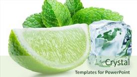  Presentation with lime - Presentation theme with mint leaves and ice cube background and a mint green colored foreground