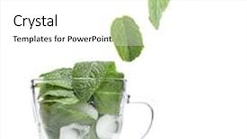  Presentation with falling leaves - Audience pleasing slide deck consisting of mint leaves falling in glass cup isolated on white backdrop and a white colored foreground