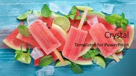  Presentation with blue mint - Cool new theme with mint leaves on blue background backdrop and a coral colored foreground