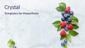  Presentation with blue mint - PPT theme consisting of mint leaves on gray marble background and a sky blue colored foreground