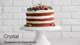  Presentation with berries - Presentation theme enhanced with mint peach - delicious cake with fruit background and a light gray colored foreground