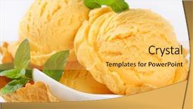  Presentation with dessert waffle ice cream and cake - Slide deck having mint peach - detail of yellow ice cream background and a yellow colored foreground