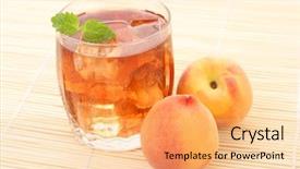 Presentation with ice milk tea - Beautiful presentation featuring mint peach - glass of fruity ice tea backdrop and a yellow colored foreground