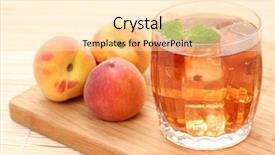  Presentation with hot tea - PPT theme consisting of mint peach - glass of fruity ice tea background and a lemonade colored foreground