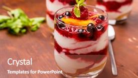  Presentation with dessert - Colorful PPT theme enhanced with mint peach - glasses with fruit and berry backdrop and a coral colored foreground