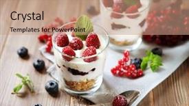  Presentation with healthy breakfast - Audience pleasing slide deck consisting of mint peach - healthy breakfast - yogurt backdrop and a coral colored foreground