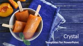  Presentation with pastrie ice cream - Colorful PPT layouts enhanced with mint peach - tasty fruit ice-cream in bowl backdrop and a ocean colored foreground