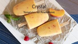  Presentation with ice cream - PPT theme consisting of mint peach - tasty fruit ice-cream on cutting background and a coral colored foreground