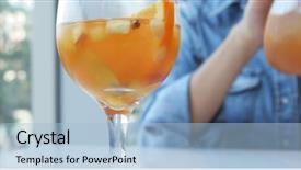  Presentation with tea pouring into glass transparent - Audience pleasing slide deck consisting of mint peach - woman pour fruity tea backdrop and a light blue colored foreground