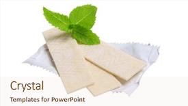  Presentation with chewing gum - PPT layouts having minti green - chewing gum and mint leaves background and a lemonade colored foreground