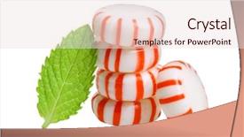  Presentation with peppermint - PPT theme featuring minti green - peppermint candies and mint leaves background and a lemonade colored foreground