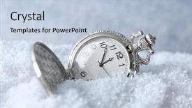  Presentation with minute - PPT theme consisting of minute - watch on snow close up background and a light blue colored foreground