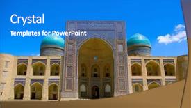  Presentation with uzbekistan - Beautiful presentation featuring mir-i arab madrasah-element backdrop and a cobalt blue colored foreground