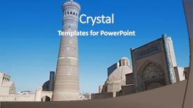  Presentation with uzbekistan - Presentation theme enhanced with mir-i arab madrasah mosque background and a teal colored foreground