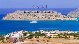  Presentation with crete island - Slide set enhanced with mirabello bay view with spinalonga island on crete greece background and a light blue colored foreground