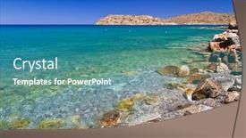  Presentation with crete island - Amazing PPT theme having mirabello-bay-with-spinalonga-island backdrop and a teal colored foreground