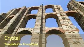  Presentation with miracles - Slide set with miracles aqueduct in merida extremadura spain background and a coral colored foreground