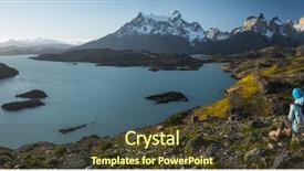  Presentation with rock - Presentation design featuring dor cabe - woman hiker sits background and a tawny brown colored foreground