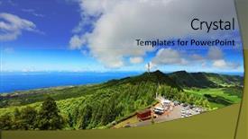  Presentation with island - Theme having miradouro vista do rei sete background and a light blue colored foreground