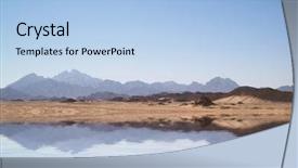  Presentation with desert - Presentation having mirage - arabian desert and mountain background and a light blue colored foreground