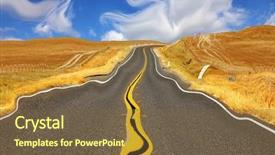  Presentation with mirage - Presentation theme featuring mirage on highway in desert background and a tawny brown colored foreground