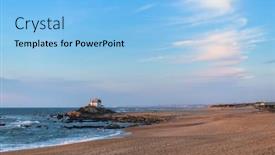  Presentation with beach - Slide set featuring miramar-beach-and-chapel-senhor background and a light blue colored foreground