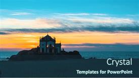  Presentation with beach - Slide deck having miramar-beach-and-chapel-senhor background and a ocean colored foreground