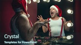  Presentation with santa claus holding scroll paper - Amazing slide deck having mirror and playing the ape backdrop and a wine colored foreground