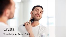  Presentation with hygiene - Amazing PPT theme having mirror and shaving beard backdrop and a lemonade colored foreground