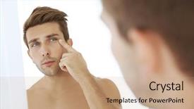  Presentation with mirror neuron - Theme consisting of mirror and touching his face background and a coral colored foreground