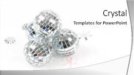  Presentation with snowflakes - PPT layouts featuring gold circles christmas greeting abstract - mirror balls on white background background and a white colored foreground